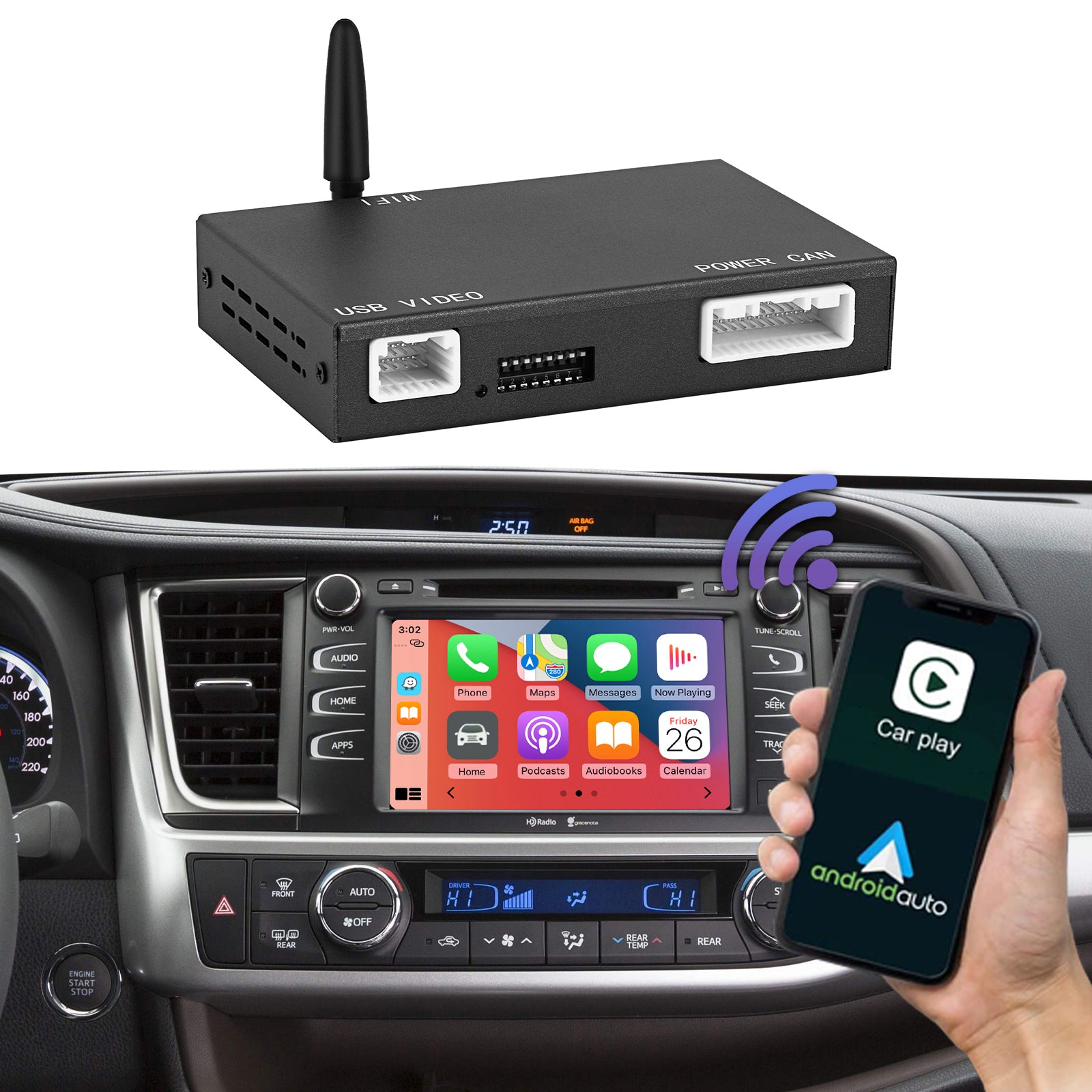 Wireless CarPlay Android Auto Multimedia For Toyota System Adapter